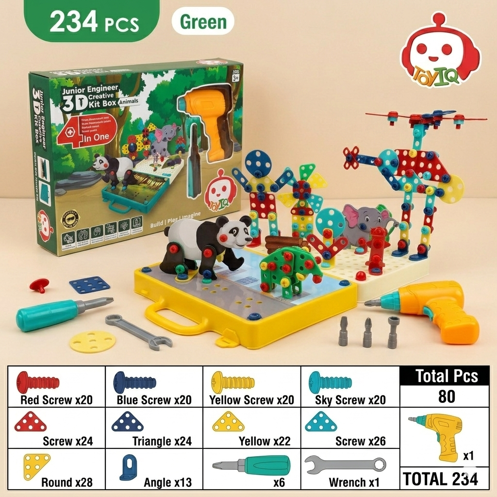3D Space Construction Set with Electric Drill (Animals Kit)