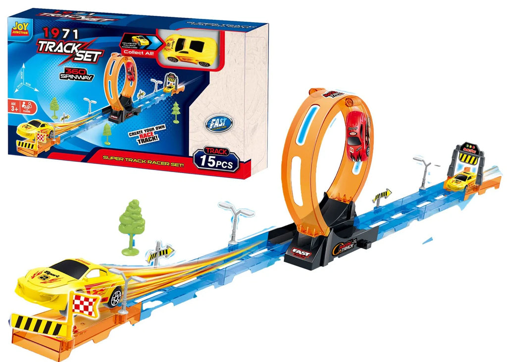 Track Set 15PC  with 360° Loops, Ramps & Checkpoints for Kids