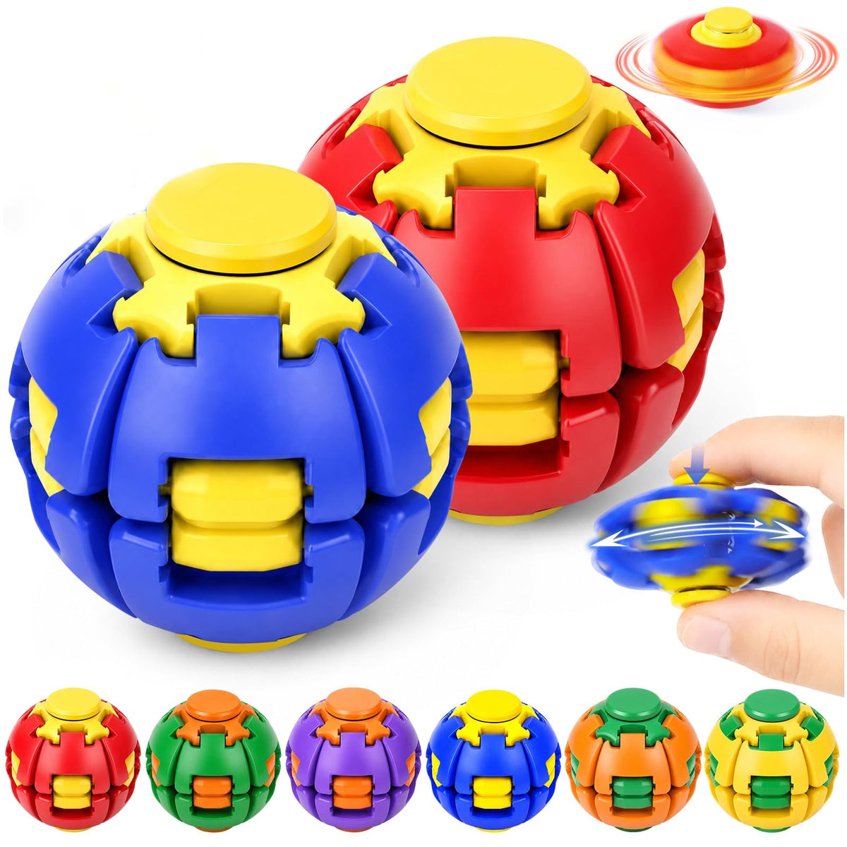 Press to Spin Fidget Ball, 360° Rotating Fidget Spinner Ball