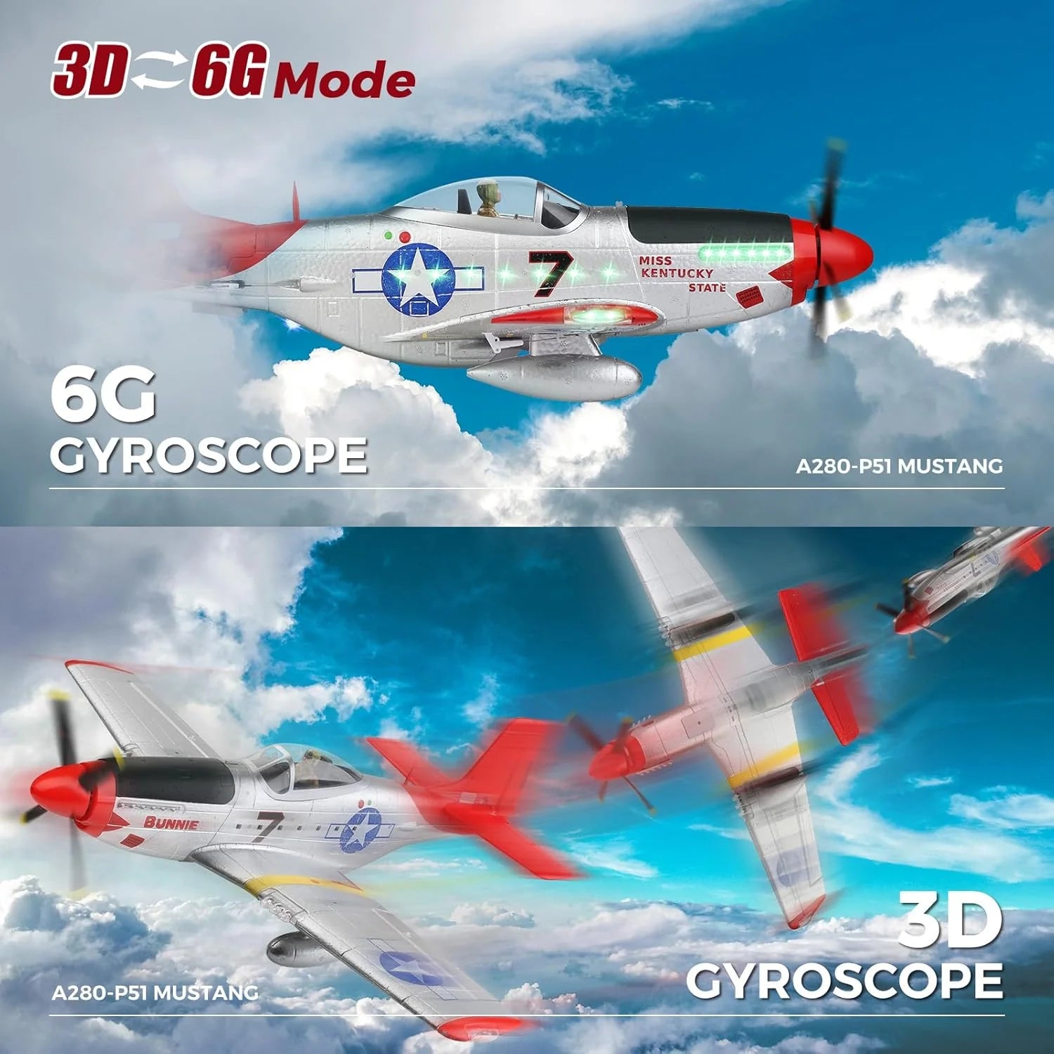 WLTOYS XK P51 Mustang 6G/3D Brushless RC Plane