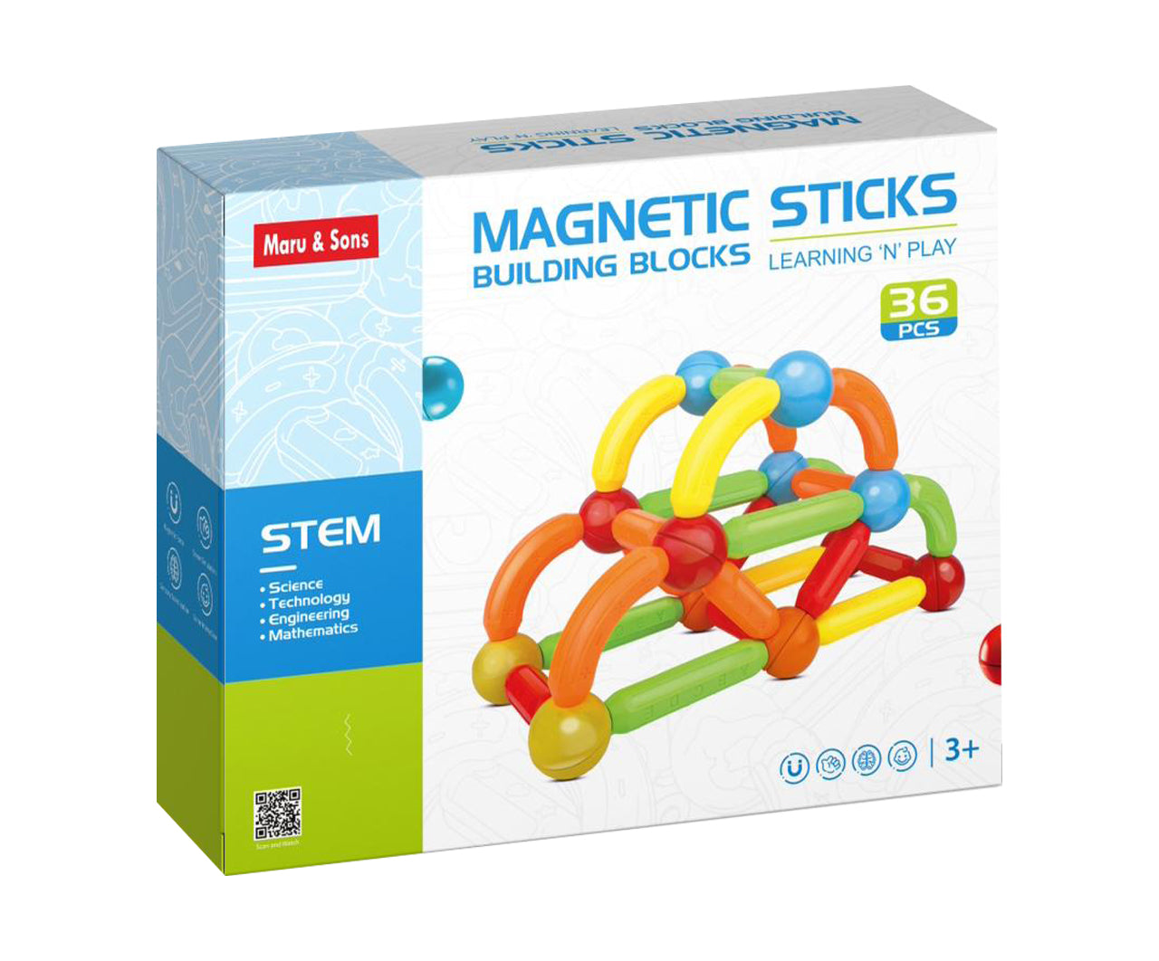 Magnetic Balls and Rods Set Building Sticks Blocks (36 pcs)