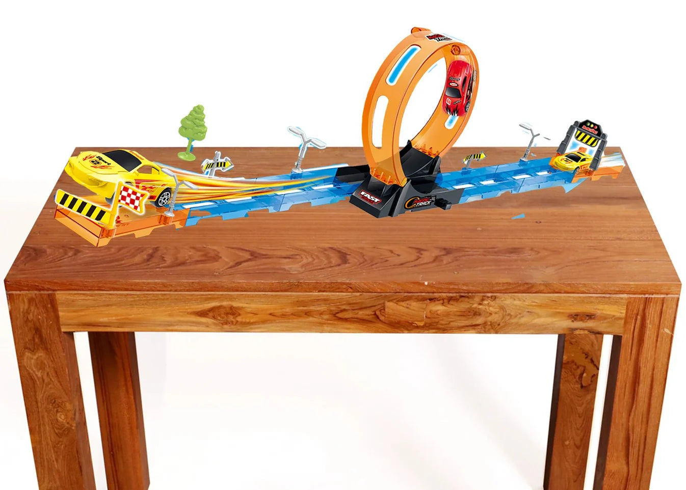 Track Set 15PC  with 360° Loops, Ramps & Checkpoints for Kids