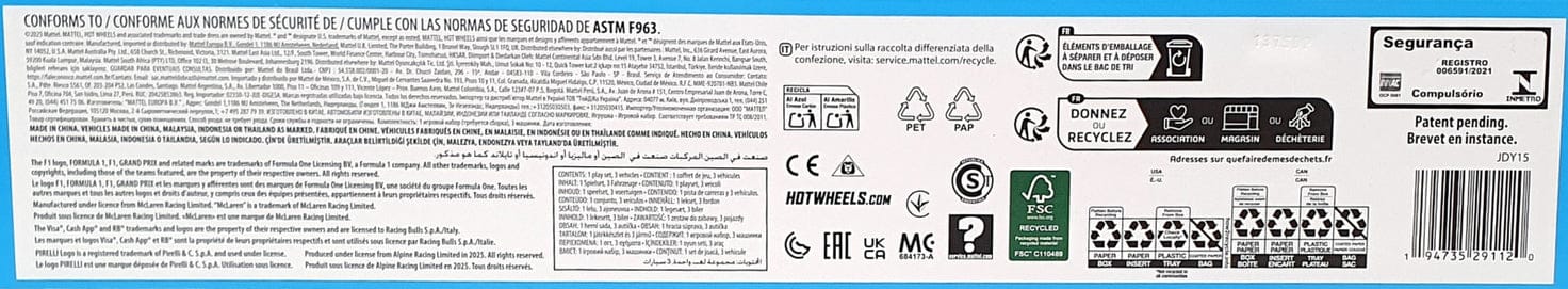 HOT WHEELS 1/64 SCALE JDY15 -F1 SPRINT RACE CIRCUIT VISA BWT MC LAREN
