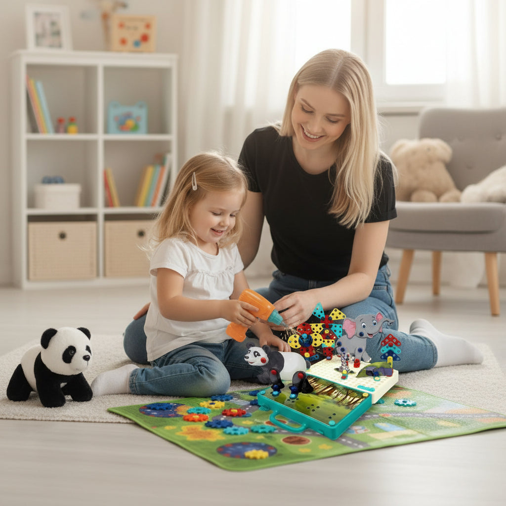 3D Space Construction Set with Electric Drill (Animals Kit)