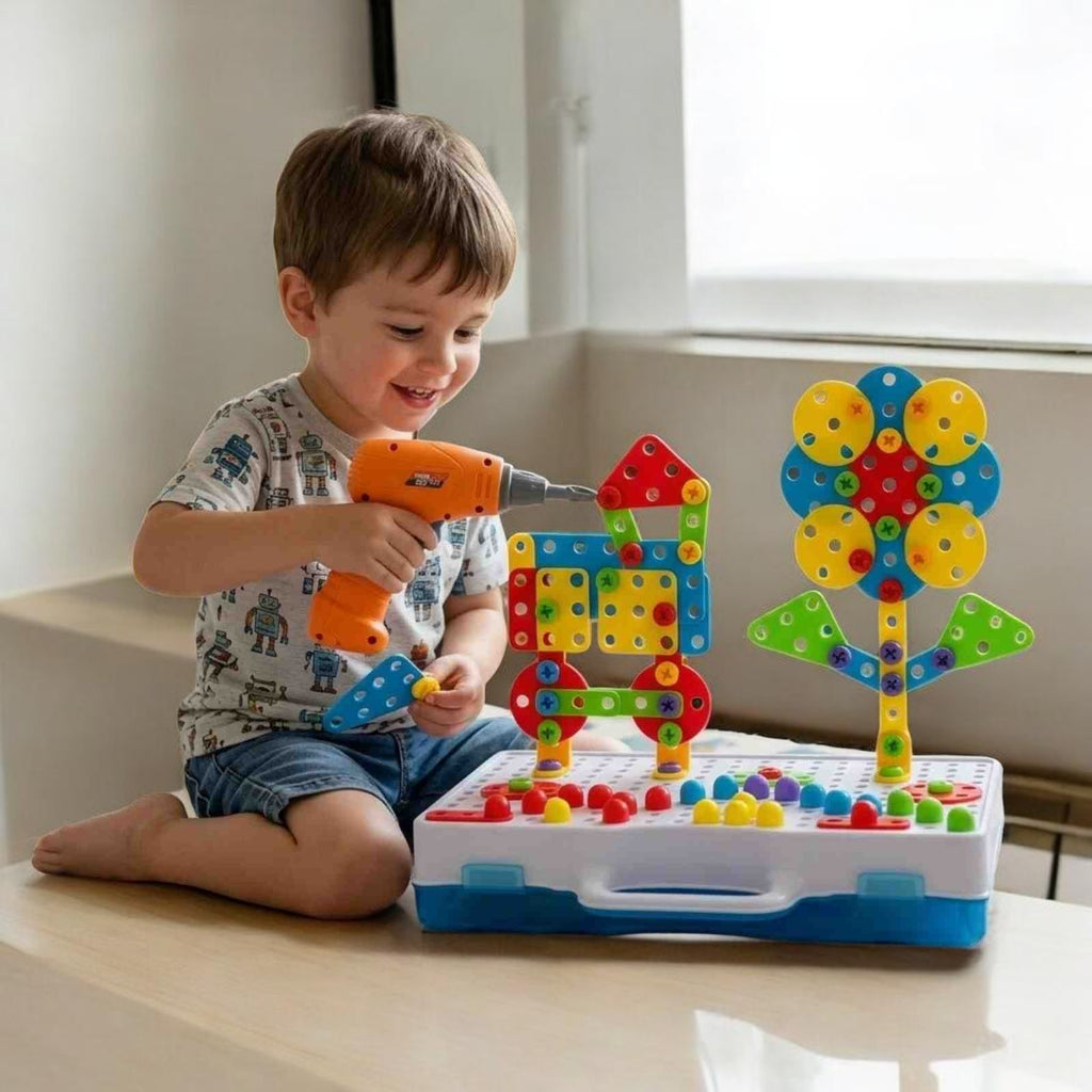 Kids Educational Electric Drill Building Tool Set with 234 Piece DIY Construction Blocks Screwdriver Play Kit for Creative Learning Hands On Activities and Skill Development