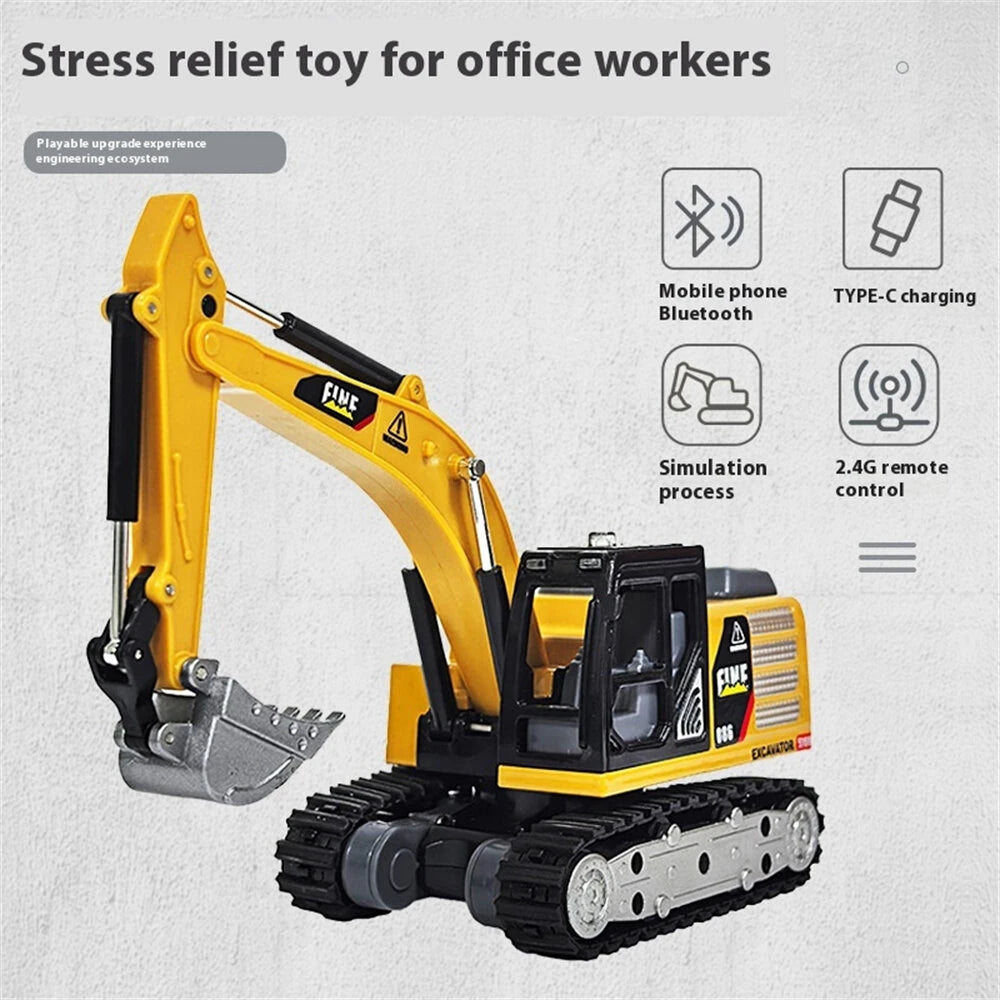 1:64 Scale Mini RC Excavator | Alloy Bucket | 270° Rotation | App Control | Lights & Sound
