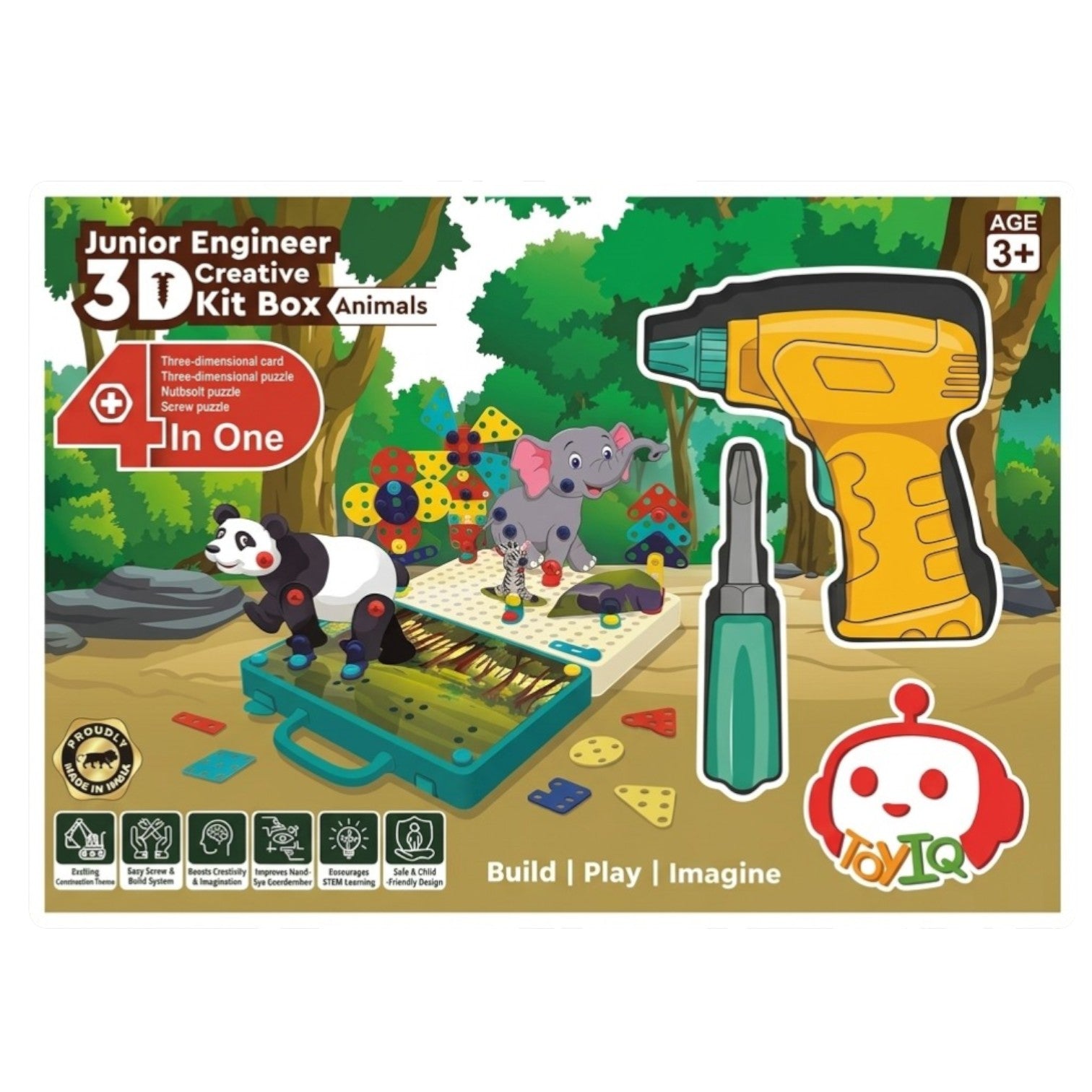 3D Space Construction Set with Electric Drill (Animals Kit)