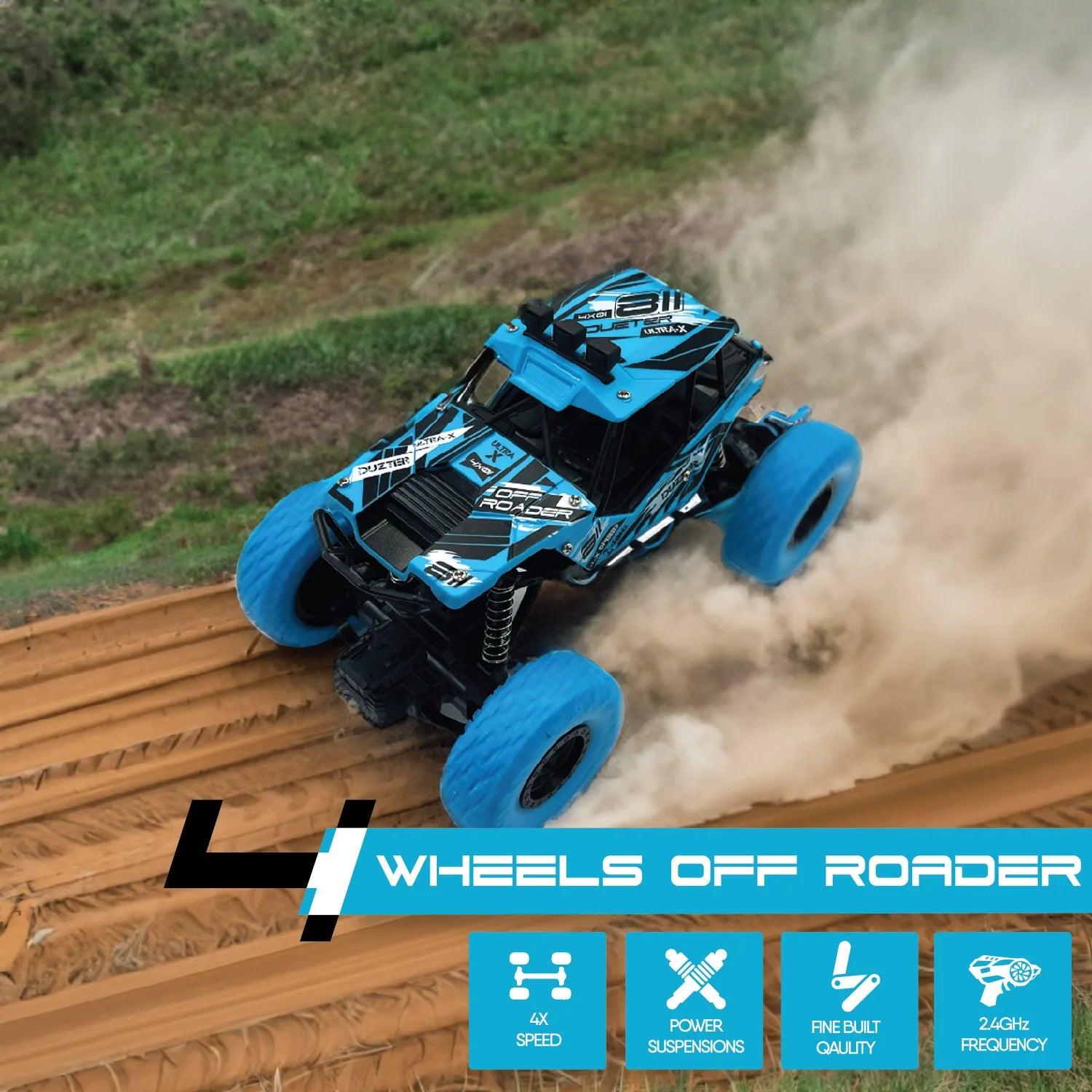 Remote Control Car Big Size Rock Crawler High-Speed 2WD Blue