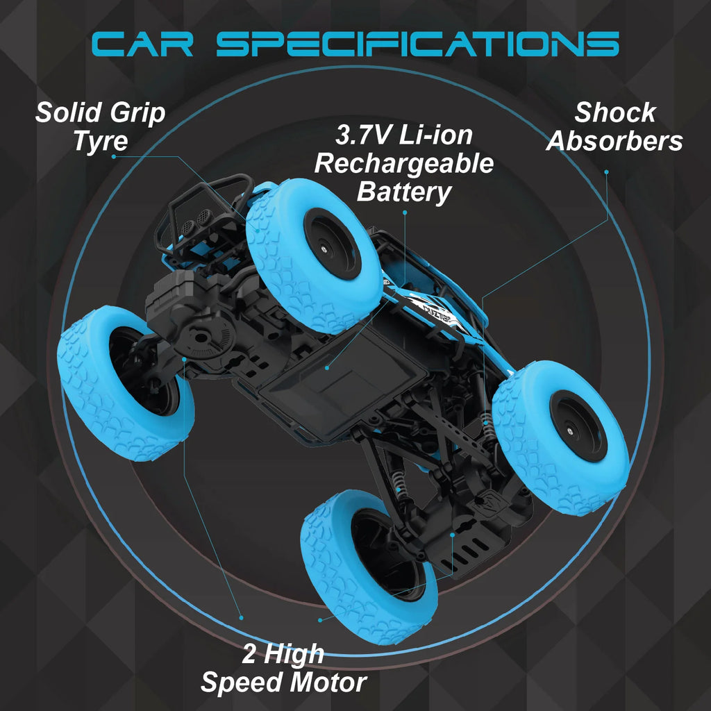 Remote Control Car Big Size Rock Crawler | High-Speed 2WD - Blue