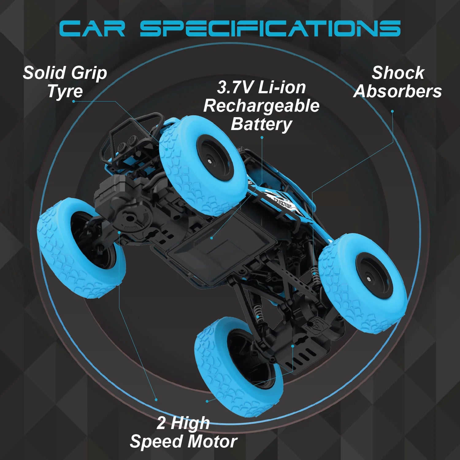 Remote Control Car Big Size Rock Crawler | High-Speed 2WD - Blue