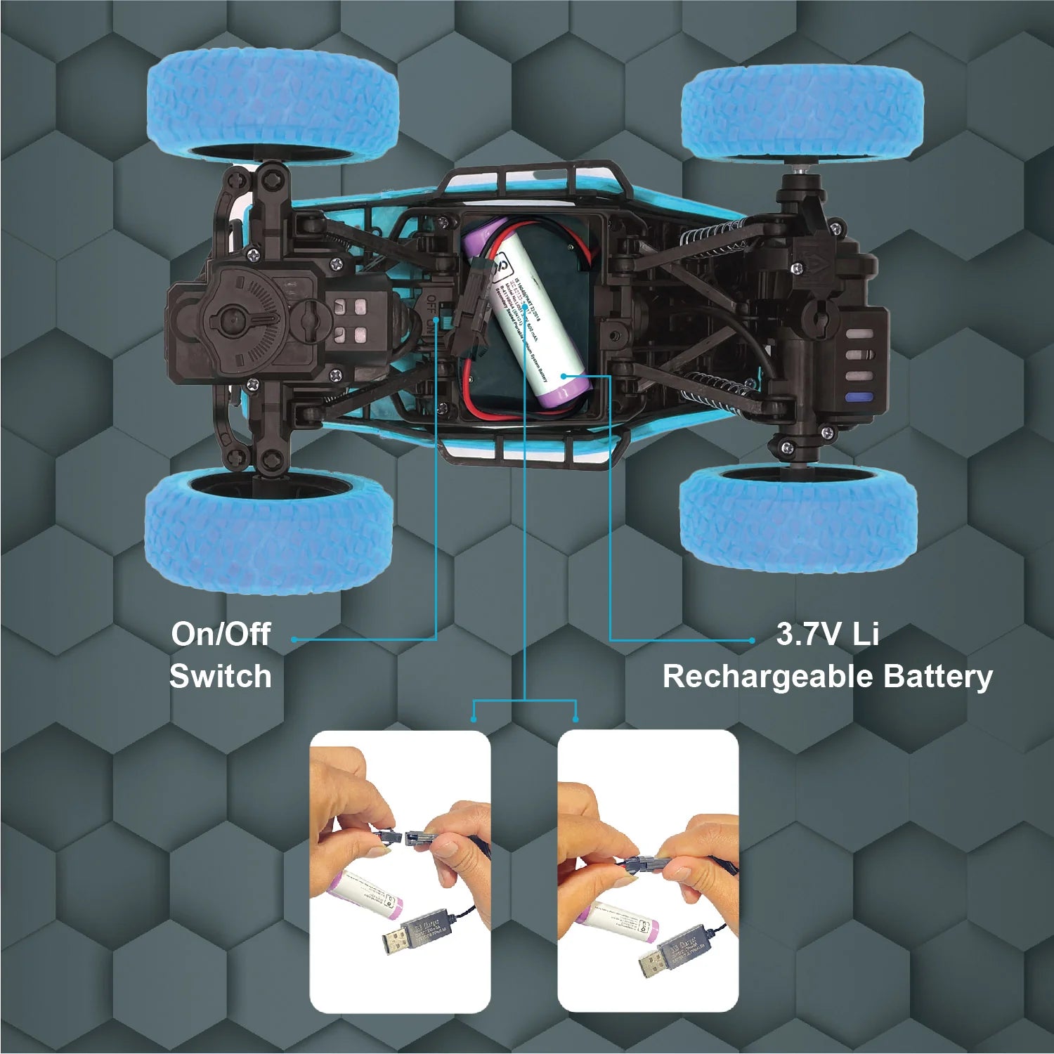 Remote Control Car Big Size Rock Crawler | High-Speed 2WD - Blue