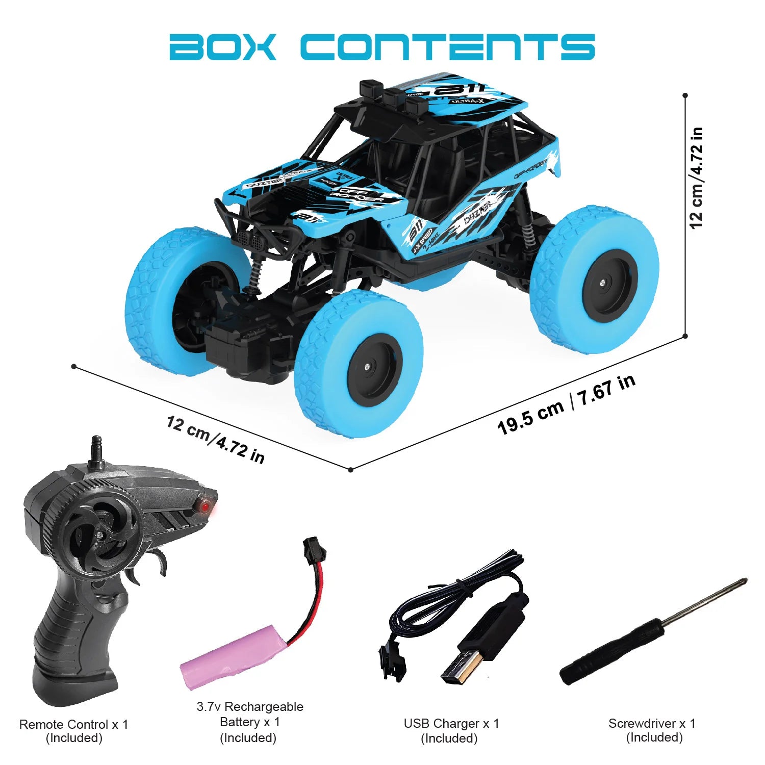 Remote Control Car Big Size Rock Crawler | High-Speed 2WD - Blue