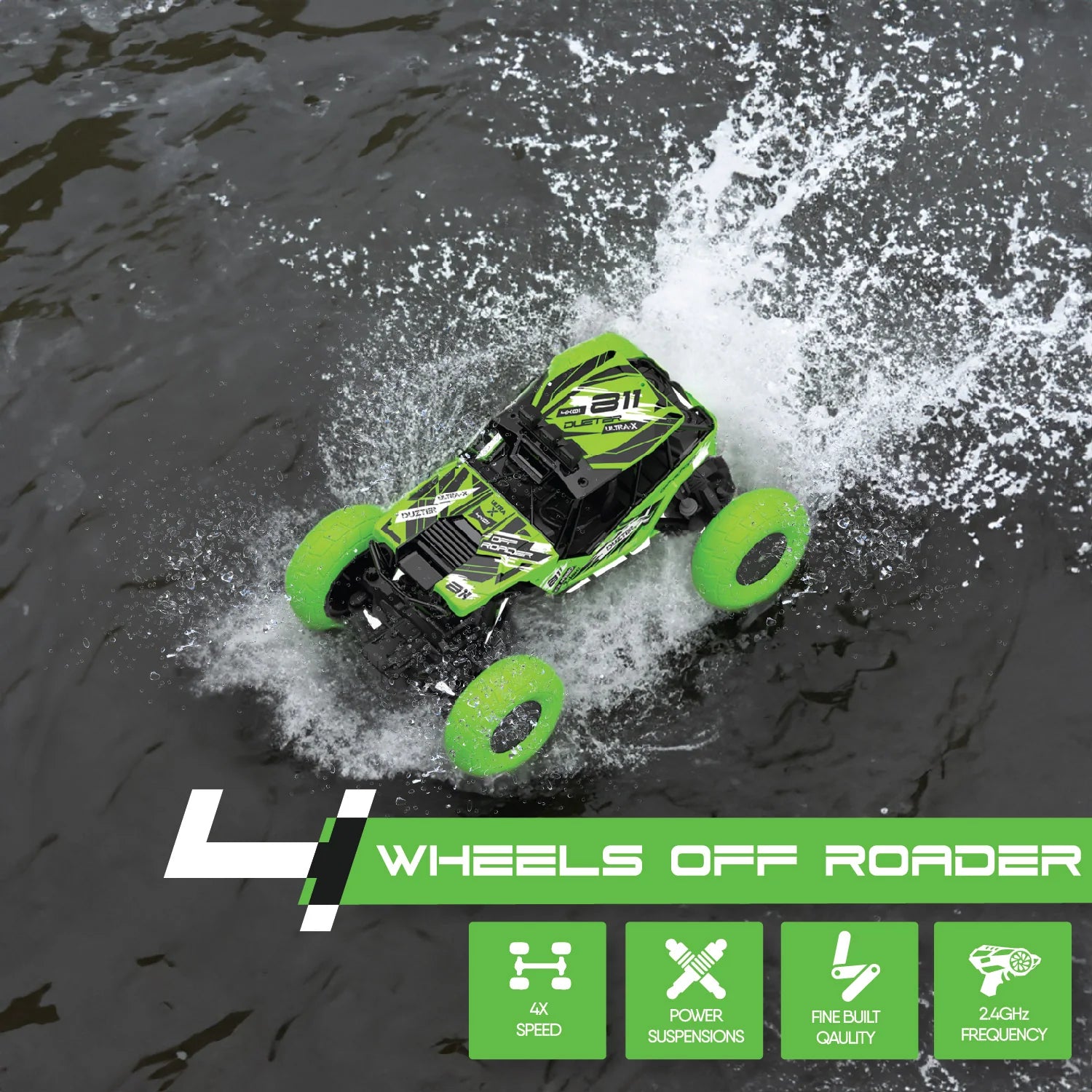 DUZTER- Rechargeable Remote Controlled Racing Rc Car- Green