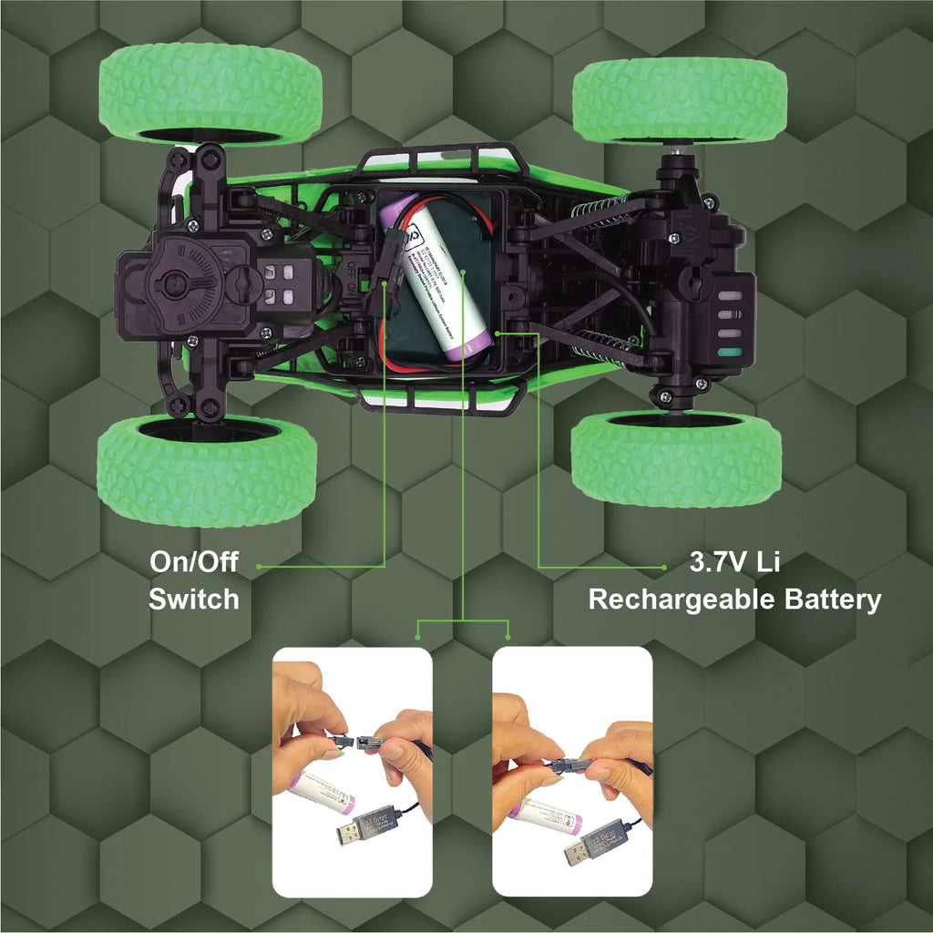 DUZTER- Rechargeable Remote Controlled Racing Rc Car- Green