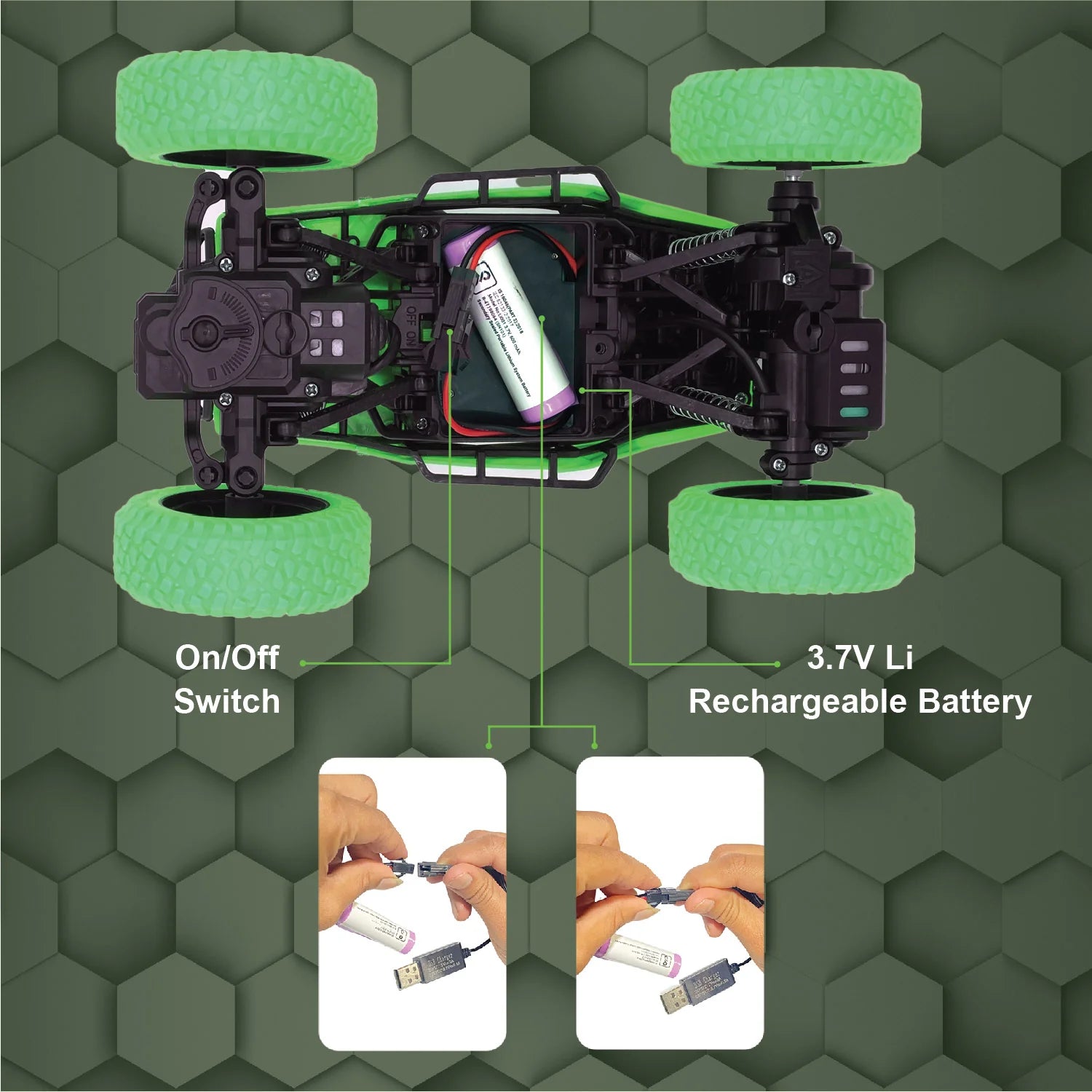 DUZTER- Rechargeable Remote Controlled Racing Rc Car- Green