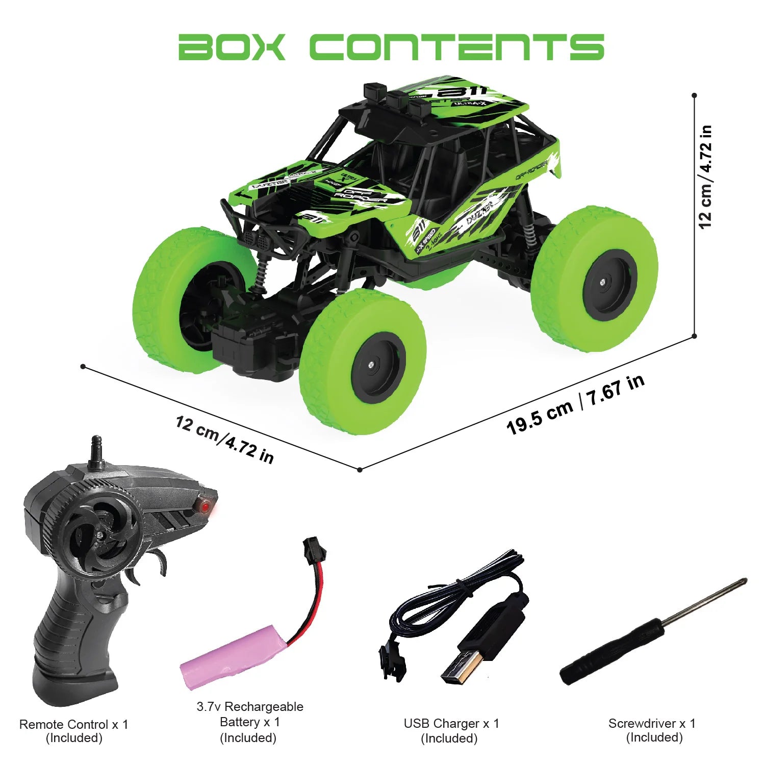 DUZTER- Rechargeable Remote Controlled Racing Rc Car- Green