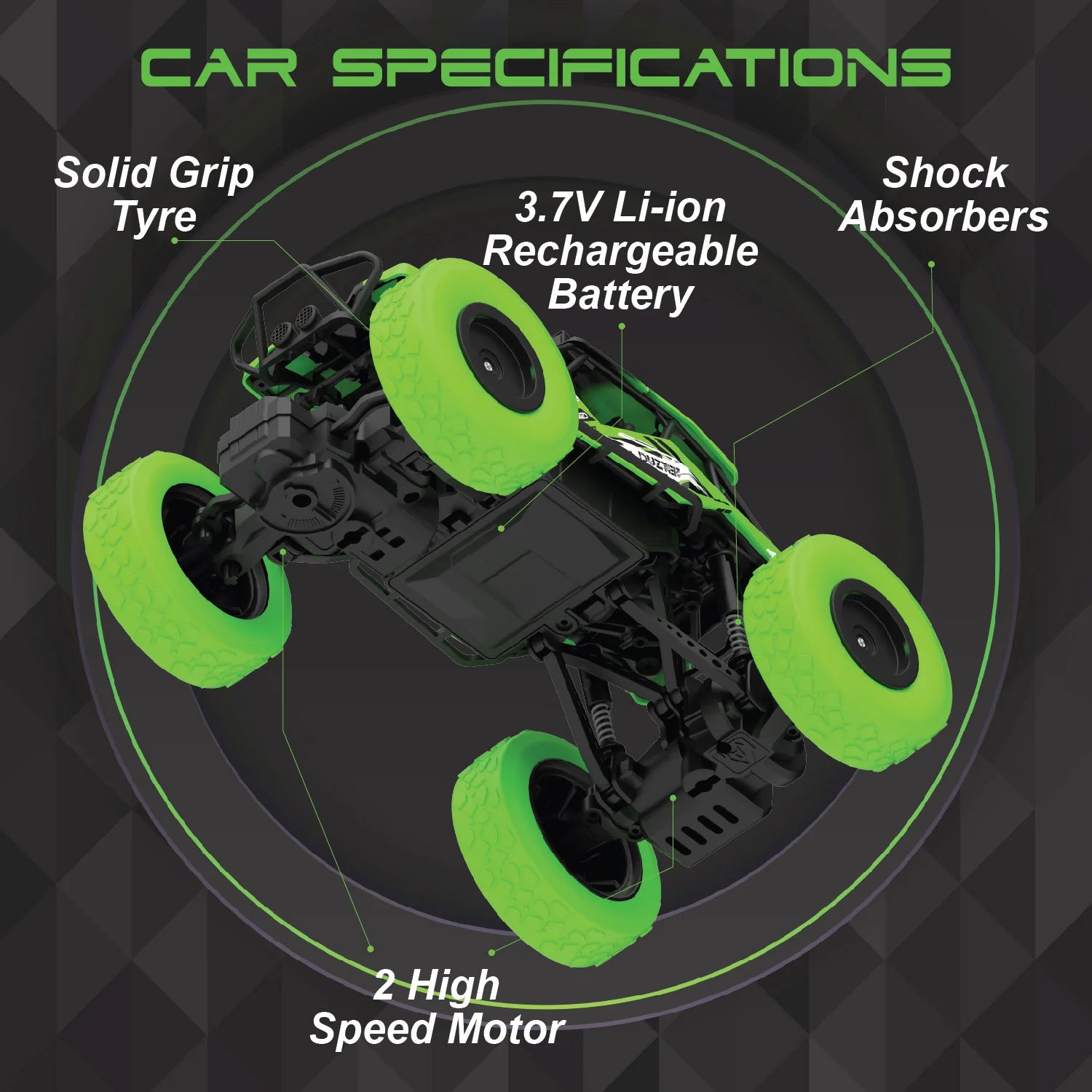 DUZTER- Rechargeable Remote Controlled Racing Rc Car- Green