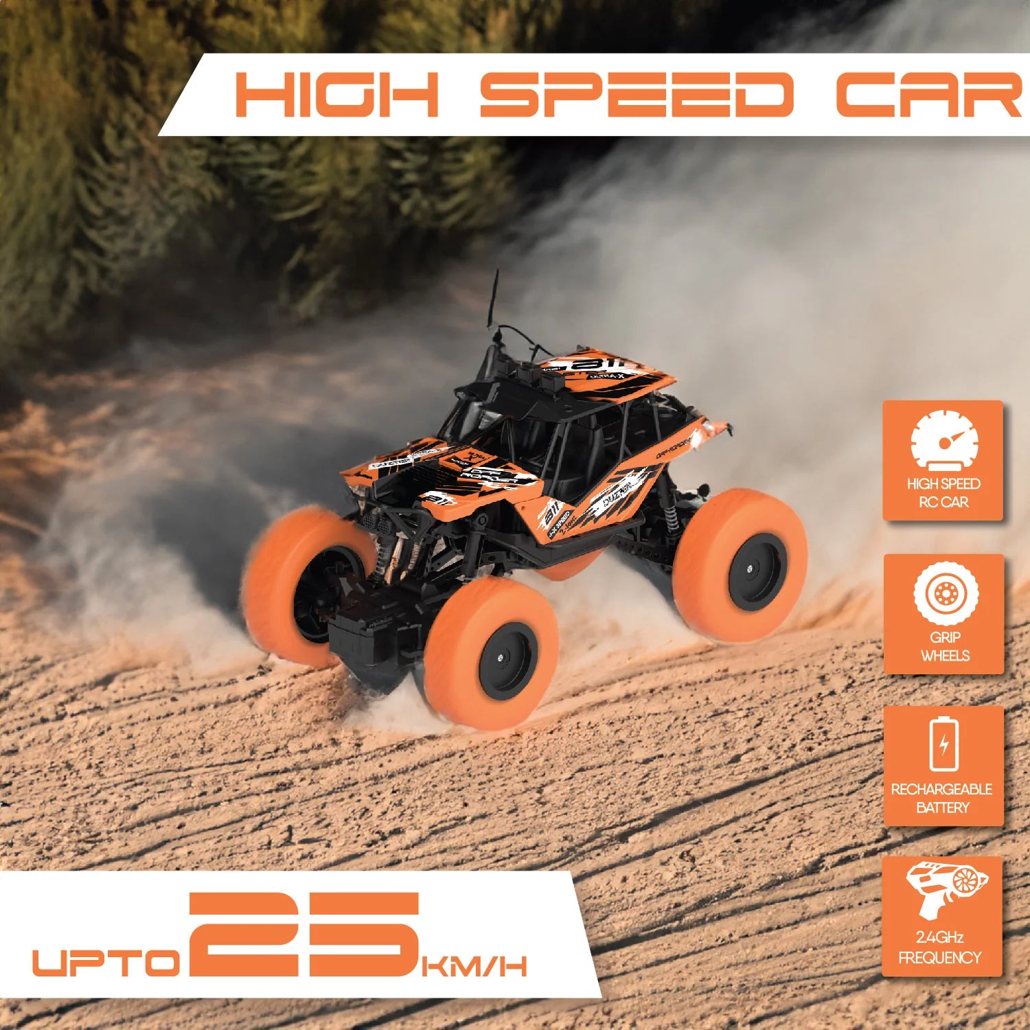 DUZTER- RC Car Spring Suspensions | 2WD Rock Crawler - Orange