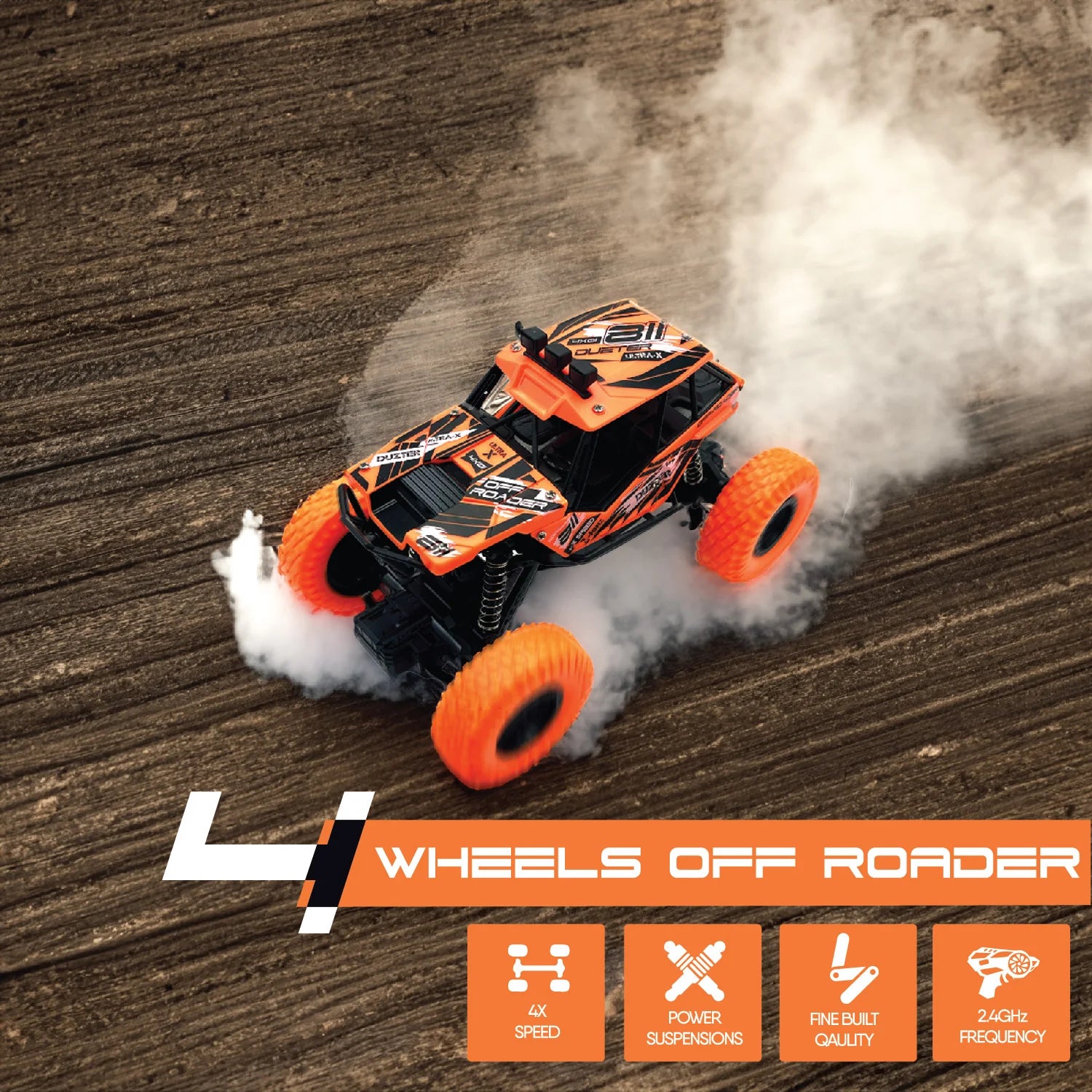 DUZTER- RC Car Spring Suspensions | 2WD Rock Crawler - Orange