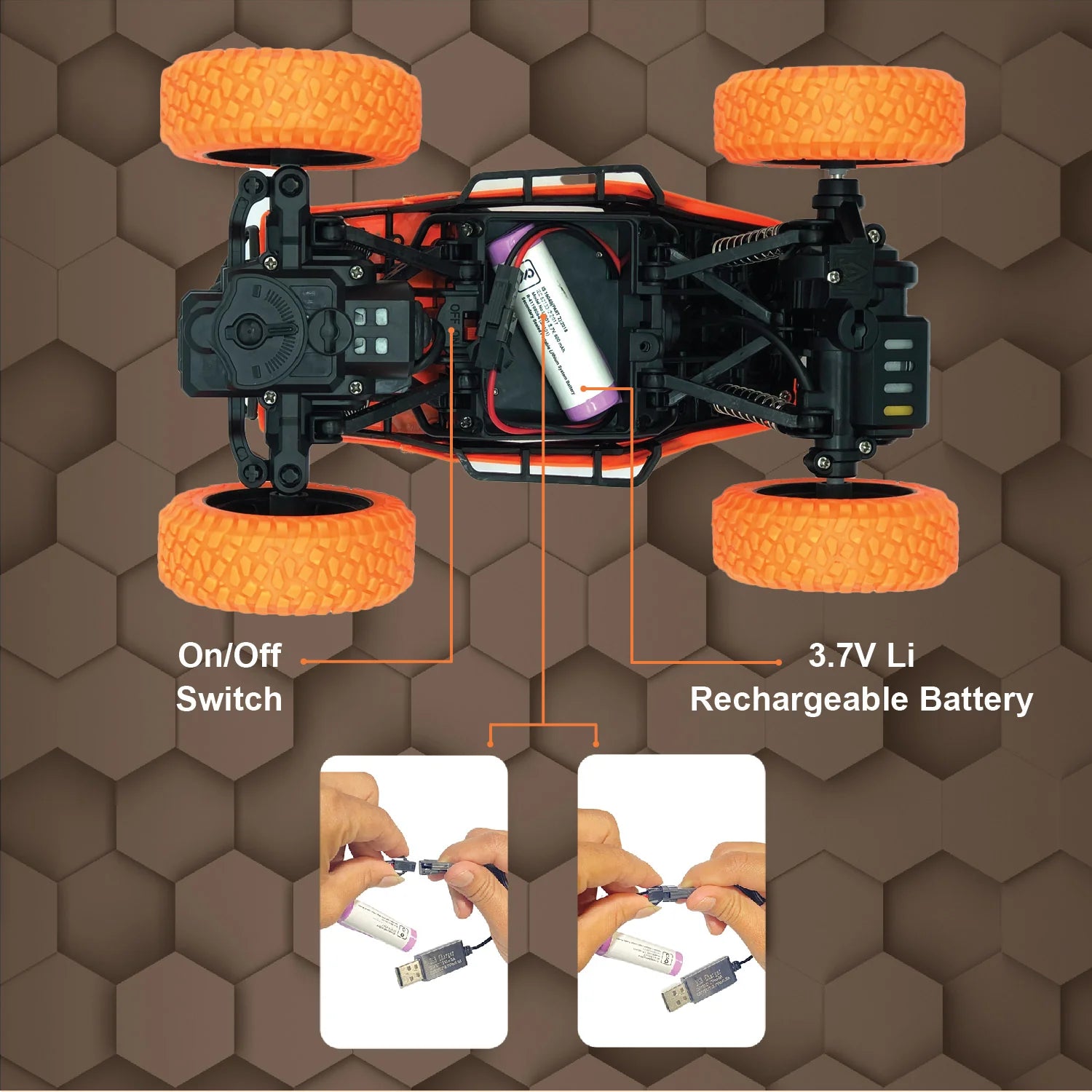 DUZTER- RC Car Spring Suspensions | 2WD Rock Crawler - Orange