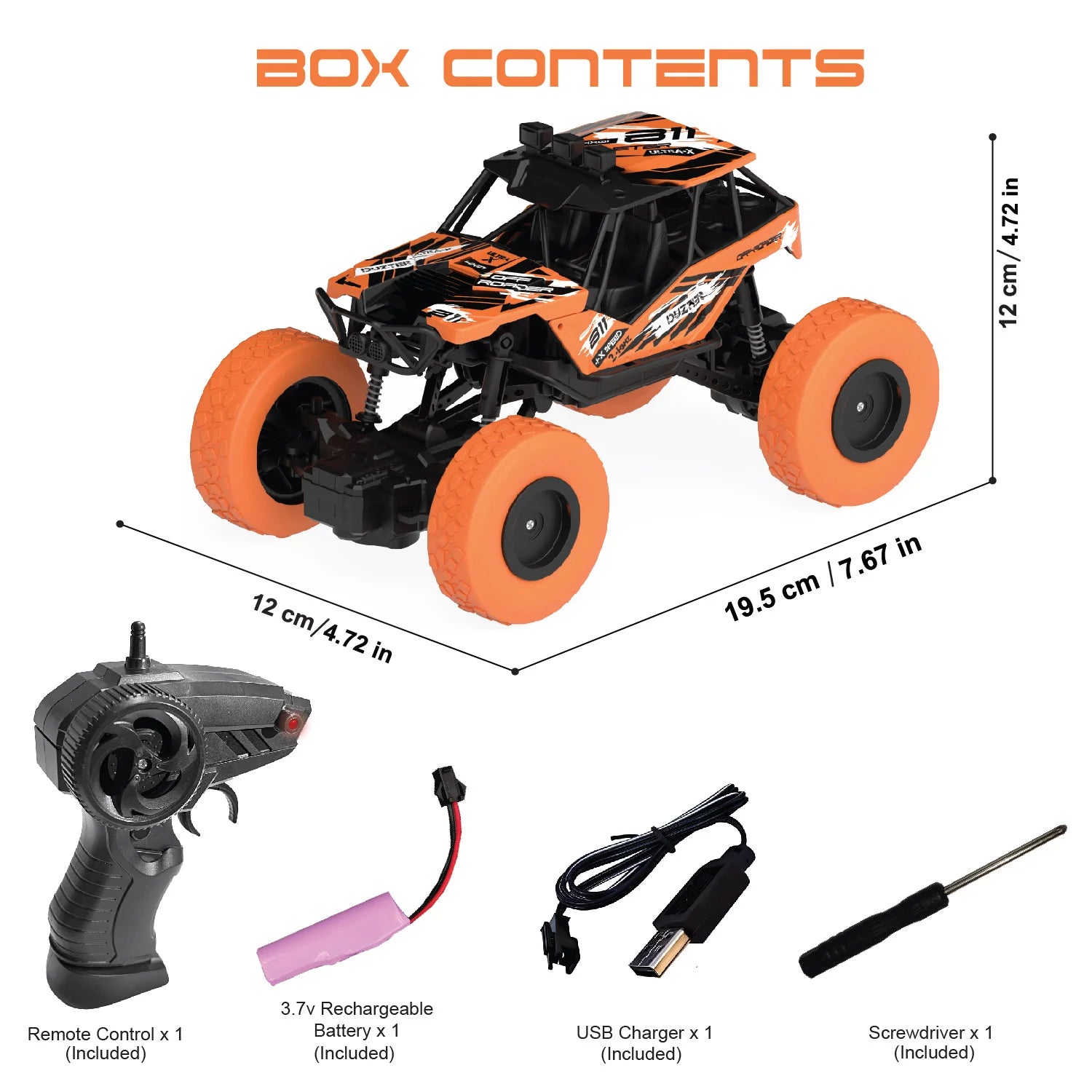 DUZTER- RC Car Spring Suspensions | 2WD Rock Crawler - Orange