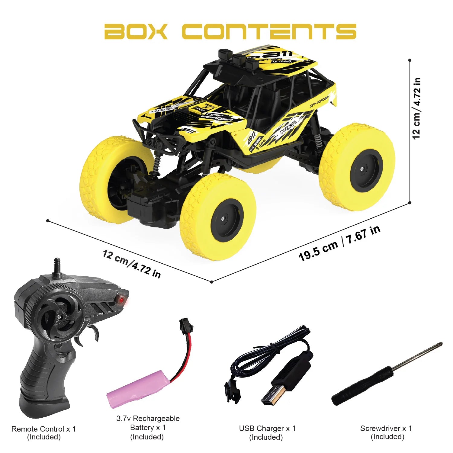 DUZTER- Remote Control Monster Truck RC Car - Yellow
