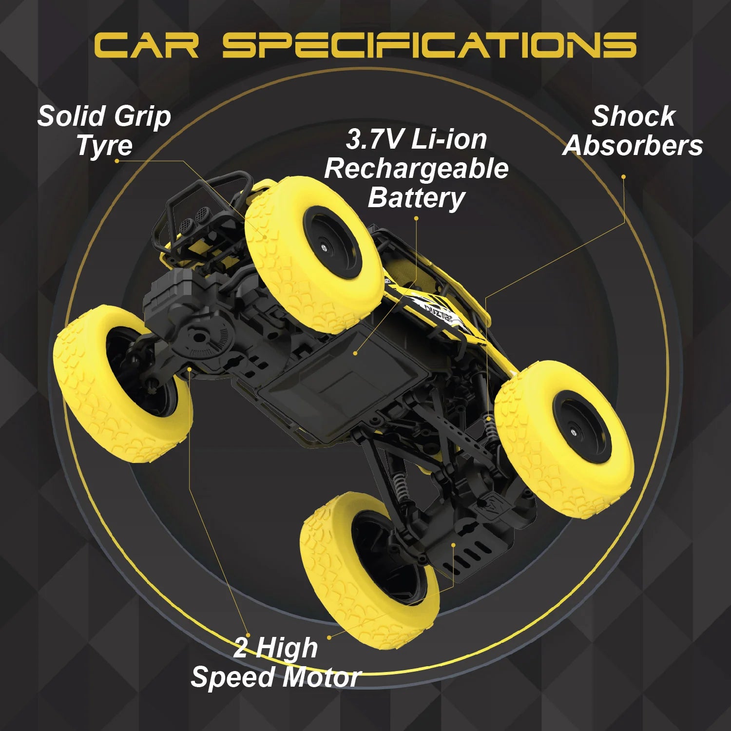DUZTER- Remote Control Monster Truck RC Car - Yellow