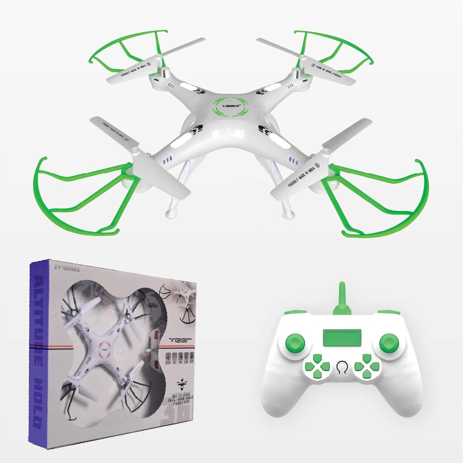 VEER 360-GREEN Altitude Holding Drone-Double Battery Double Fun